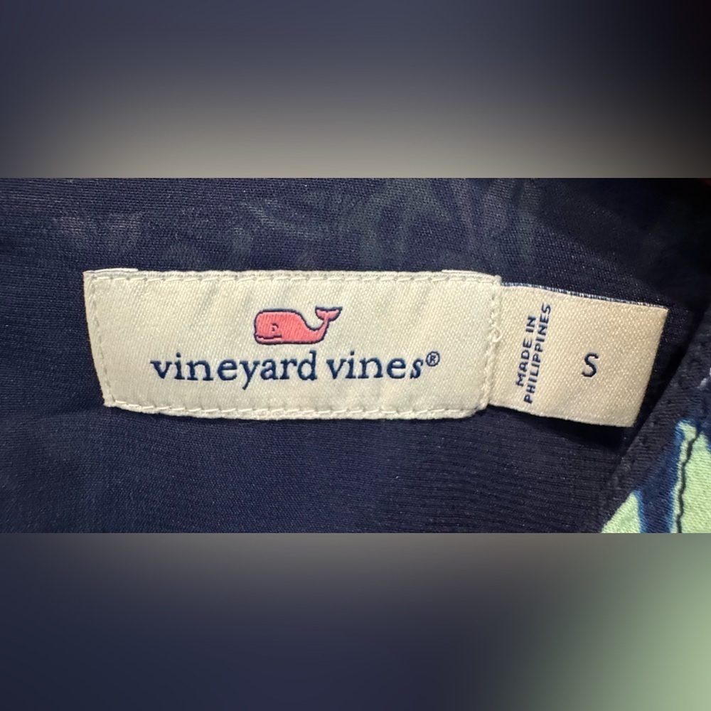 Vineyard Vines Women's Green And Blue Dress Ruffle Shoulder Long Sleeve Size S - Picture 6 of 9